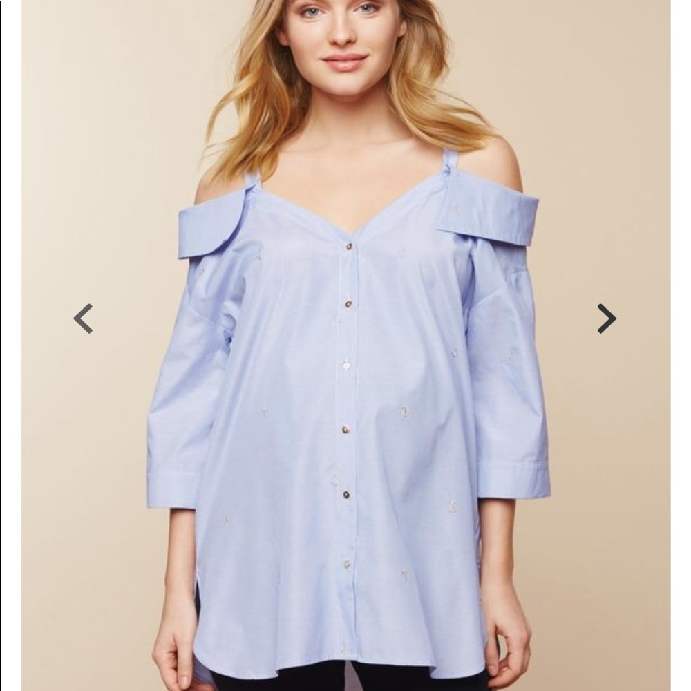 Motherhood Maternity Cold Shoulder Anchor Top